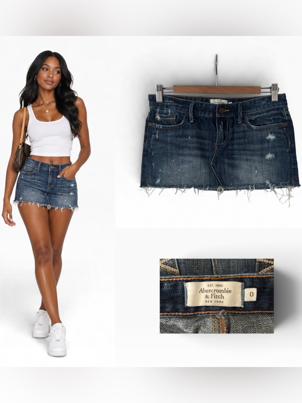Abercrombie & Fitch Y2K Distressed Denim Micro-Mini Skirt - Sz 0
